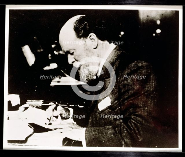 Carl Faberge, Russian jeweller and goldsmith, at work, 20th century. Creator: Unknown.