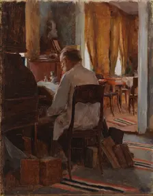 Carl Gustaf Swan at his Work Table, 1889. Creator: Eero Jarnefelt