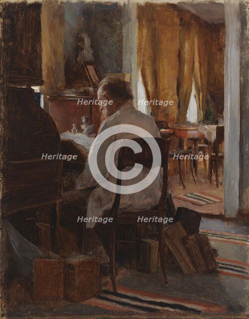 Carl Gustaf Swan at his Work Table, 1889. Creator: Eero Jarnefelt.