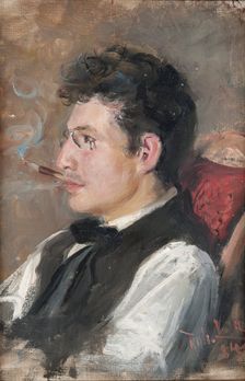Carl Johansson (1863-1944), artist, painter, married to Märta Berglund, 1884. Creator: Karl Robert Lundberg