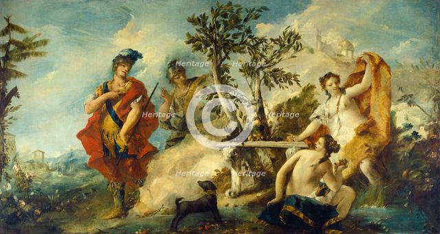 Carlo and Ubaldo Resisting the Enchantments of Armida's Nymphs, 1750/1755. Creators: Francesco Guardi, Antonio Guardi.