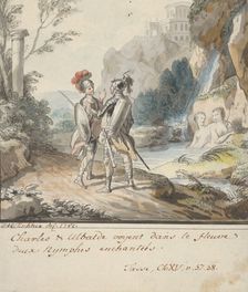 Carlo and Ubaldo Resisting the Enchantments of Armida's Nymphs (from Torquato..., 1782. Creator: Johann Heinrich Tischbein