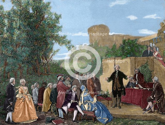 Carlo Goldoni reciting one of his comedies, Pisa, Italy, (19th century). Creator: Unknown.