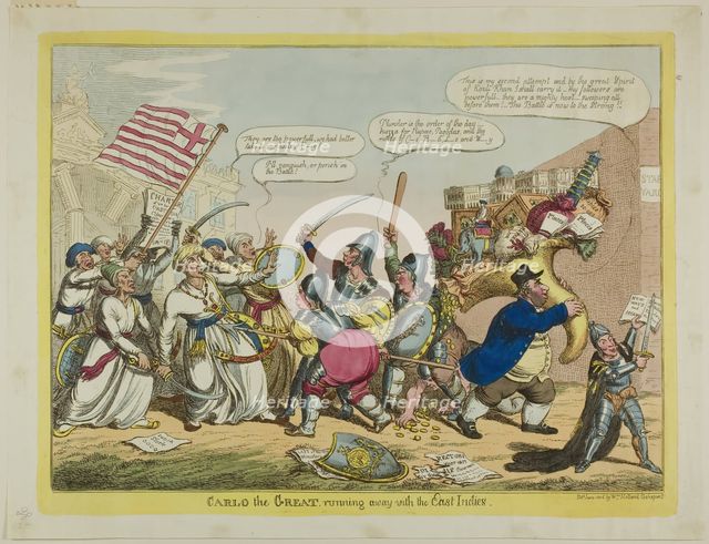 Carlo the Great, Running Away with the East Indes, published June 1806. Creator: Charles Williams.