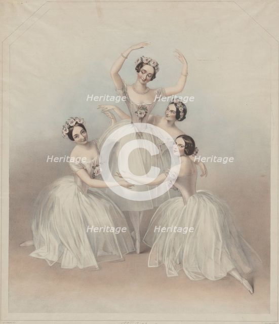 Carlotta Grisi (left), Marie Taglioni (center), Lucille Grahn (right back), and Fanny Cerrito (right