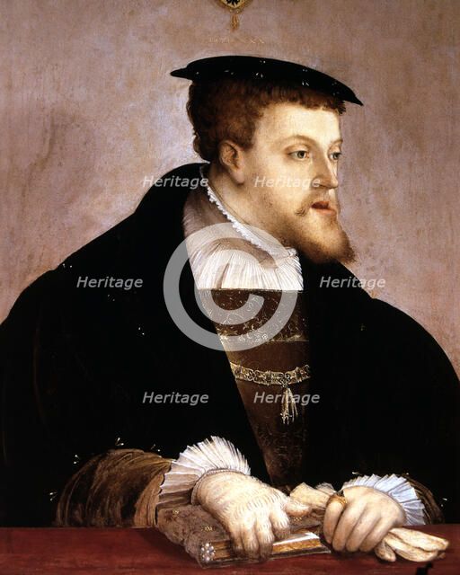 Carlos I (1500-1585), King of Spain. and Emperor of Germany, portrait by Christoph Amberger circa…