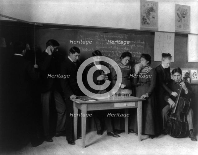 Carlisle Indian School, Carlisle, Pa. Classroom experiment in physics, 1901. Creator: Frances Benjamin Johnston.