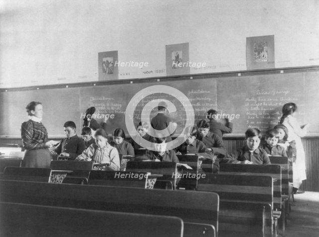 Carlisle Indian School, Carlisle, Pa. Class in English or penmanship, 1901. Creator: Frances Benjamin Johnston.