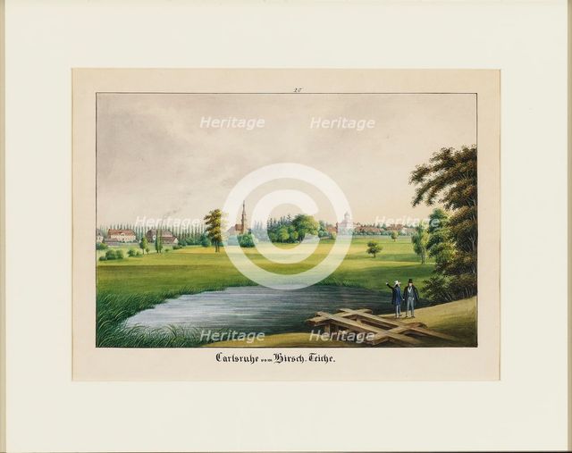Carlsruhe Castle seen from the Hirsch pond, 19th century. Creator: Anonymous.