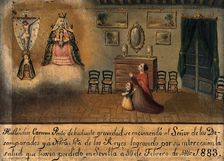 Carmen Pinto praying to the Virgin and Christ, Seville 1883, 1883. Creator: Unknown