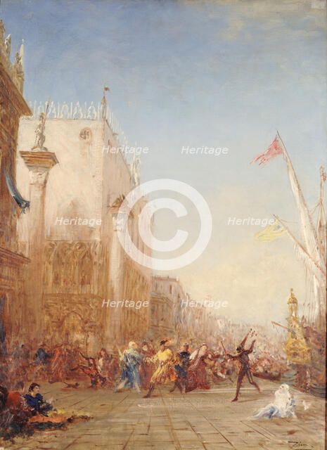 Carnaval à Venise, quai des Esclavons. Creator: Felix Francois Georges Philibert Ziem.