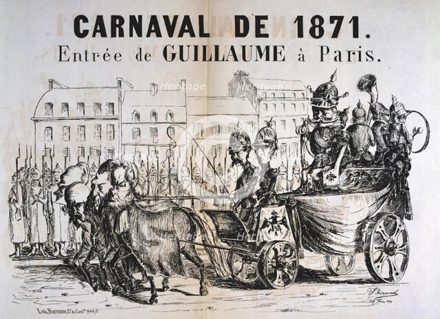 'Carnaval de 1871'; Wilhelm I of Prussia entering Paris, February 1871. Artist: Unknown