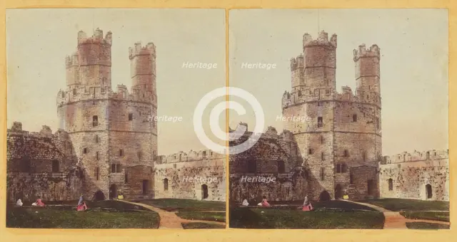Carnarvon Castle, Eagle Tower, from the Interior of the Castle., about 1865. Creator: Unknown.