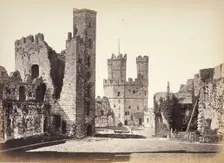 Carnarvon Castle, Interior, Looking Towards The Eagle Tower, Printed 1860 circa. Creator: Francis Bedford