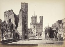Carnarvon Castle, Interior, Looking Towards The Eagle Tower, Printed 1860 circa. Creator: Francis Bedford