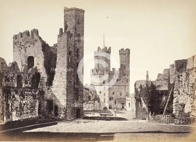 Carnarvon Castle, Interior, Looking Towards The Eagle Tower, Printed 1860 circa. Creator: Francis Bedford.
