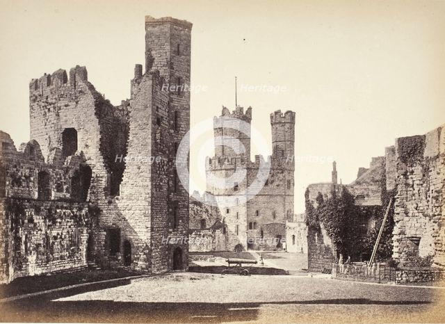 Carnarvon Castle, Interior, Looking Towards The Eagle Tower, Printed 1860 circa. Creator: Francis Bedford.