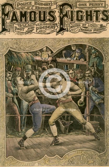 'Carney banged the right on his jaw with all his force', 1880s (late 19th or early 20th century). Artist: Unknown