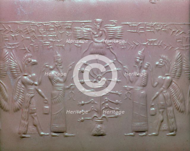 Carnelian cylinder seal of Mushezib-Ninurta, Neo-Assyrian, from northern Iraq, 9th century BC. Artist: Unknown