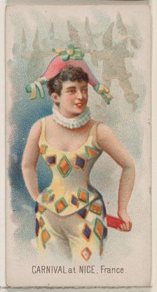 Carnival at Nice, France, from the Holidays series (N80) for Duke brand cigarettes, 1890., 1890. Creator: George S. Harris & Sons