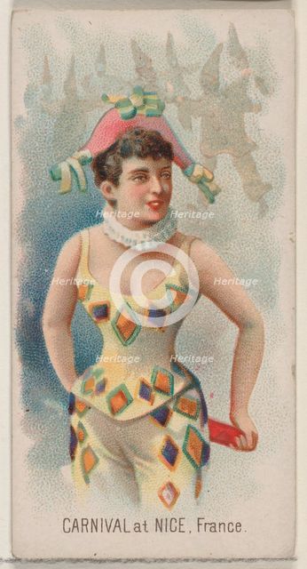 Carnival at Nice, France, from the Holidays series (N80) for Duke brand cigarettes, 1890., 1890. Creator: George S. Harris & Sons.