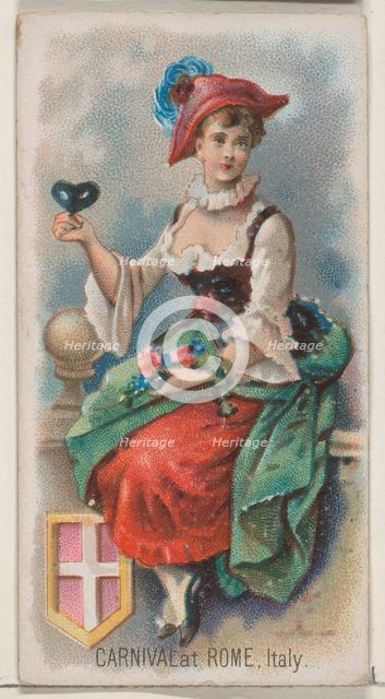Carnival at Rome, Italy, from the Holidays series (N80) for Duke brand cigarettes, 1890., 1890. Creator: George S. Harris & Sons.