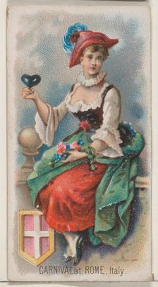 Carnival at Rome, Italy, from the Holidays series (N80) for Duke brand cigarettes, 1890., 1890. Creator: George S. Harris & Sons