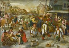 Carnival in a Village with Beggars Dancing, 1595. Creator: Marten van Cleve