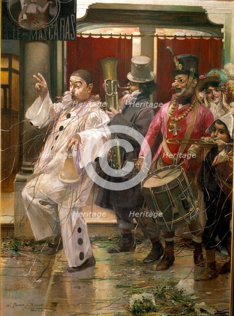  'Carnival in Seville', oil by Jose Garcia Ramos.