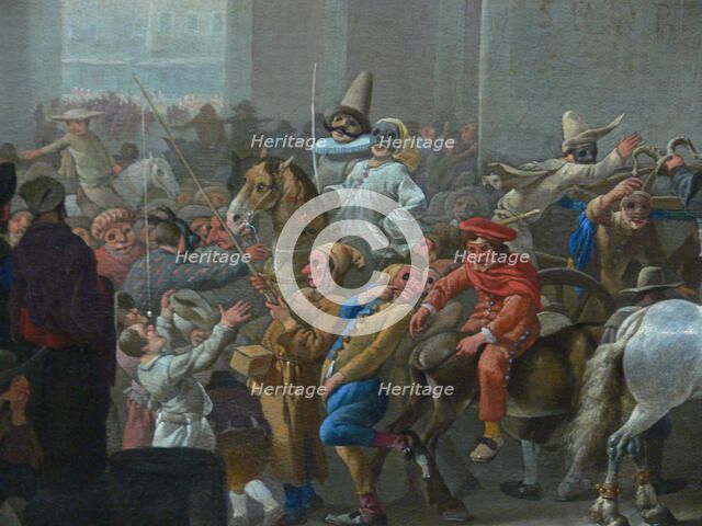 Carnival in Rome (Detail), c. 1650. Artist: Lingelbach, Johannes (1622-1674)