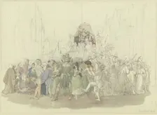 Carnival procession based on Karl Spindler's novel "The Jew", 19th century. Creator: Jakob Becker
