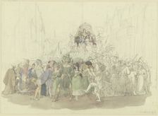 Carnival procession based on Karl Spindler's novel "The Jew", 19th century. Creator: Jakob Becker