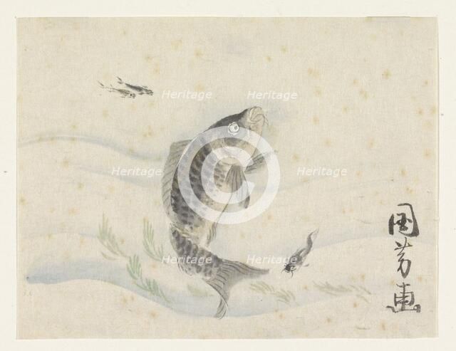 Carp and three smaller fish, 1808-1861. Creator: Utagawa Kuniyoshi.
