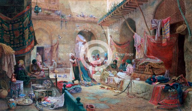 'Carpet Bazaar, Cairo', 1887. Artist: Charles Robertson