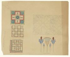 Carpet (?), Floors and Egyptian motifs, c.1835-c.1860. Creator: Workshop of Franz Jakob Kreuter