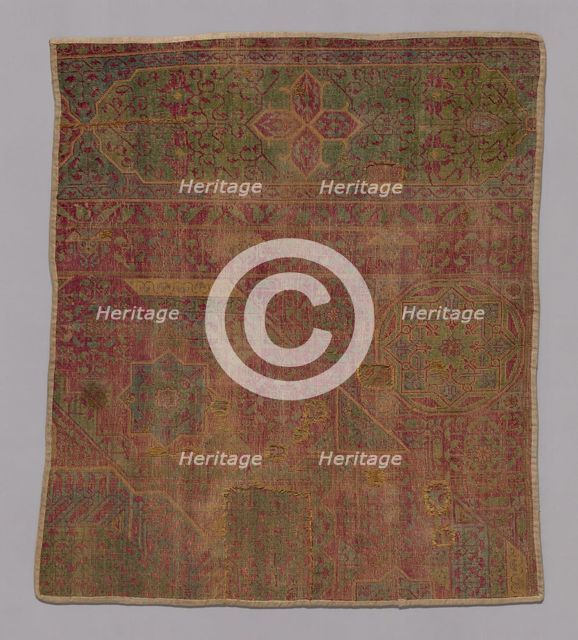 Carpet Fragment, Egypt, Mamluk period (1250-1517), late 15th/early 16th century. Creator: Unknown.