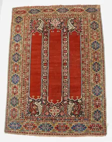 Carpet with Double-Ended Triple Niche, probably west-central Turkey, 18th century. Creator: Unknown