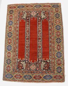 Carpet with Double-Ended Triple Niche, probably west-central Turkey, 18th century. Creator: Unknown