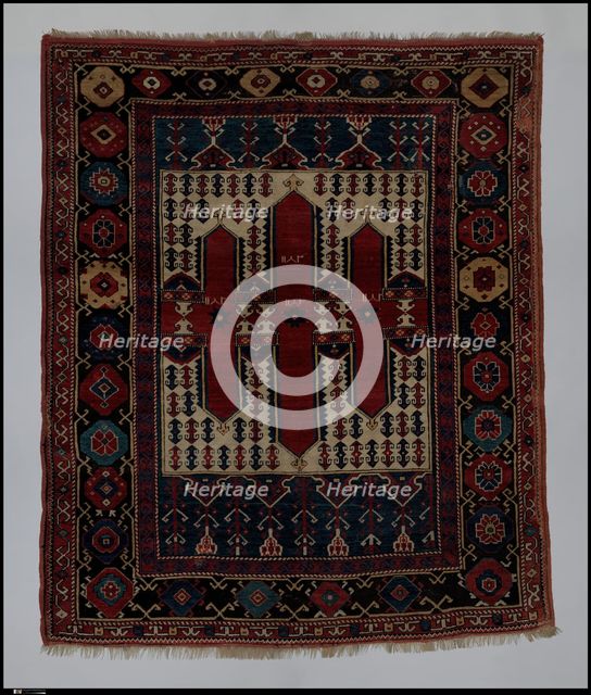 Carpet with Double-Ended Triple Niche, probably Western Turkey, dated AH 1182/ AD 1768-69. Creator: Unknown.