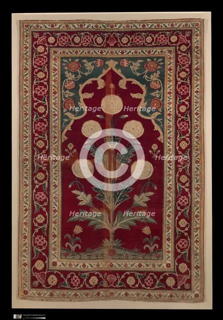 Carpet with Niche and Flower Design, India or Pakistan, mid-17th century. Creator: Unknown.