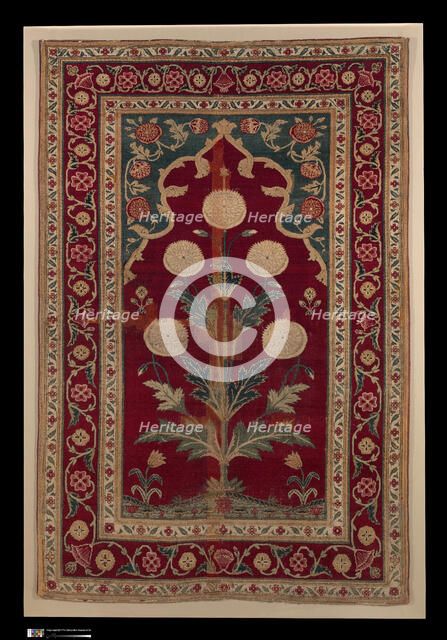 Carpet with Niche and Flower Design, India or Pakistan, mid-17th century. Creator: Unknown.