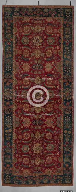 Carpet with Scrolling Vines and Blossoms, Northern India or Pakistan, ca. 1650. Creator: Unknown.