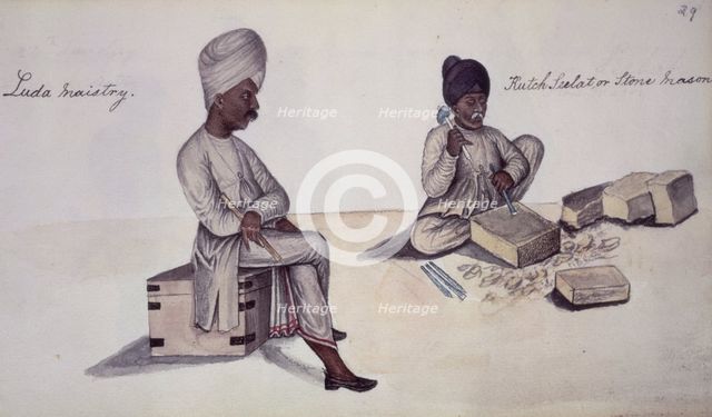 Carpenter and stone-mason, 1856.  Creator: Cutch Bhuj.