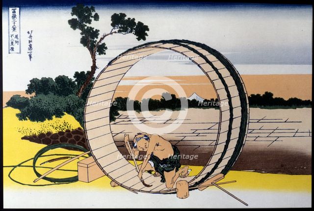 'Carpenter', painting from the series '36 Views of Mount Fuji', 1834. Creator: Hokusai, Katsushika (1760 - 1849).
