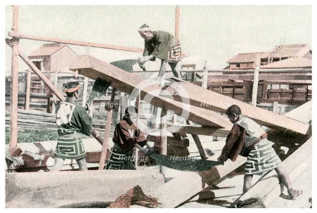 Carpenters at work, Japan, 1904. Artist: Unknown