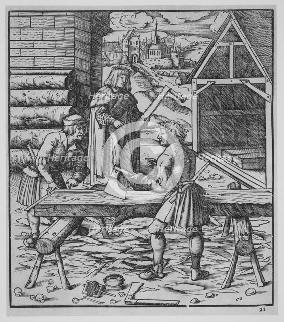 Carpenters, ca.1500. Creator: Hans Burgkmair, the Elder.