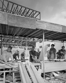Carpenters on a building site, Gainsborough, Lincolnshire, 1960. Creator: Michael Walters