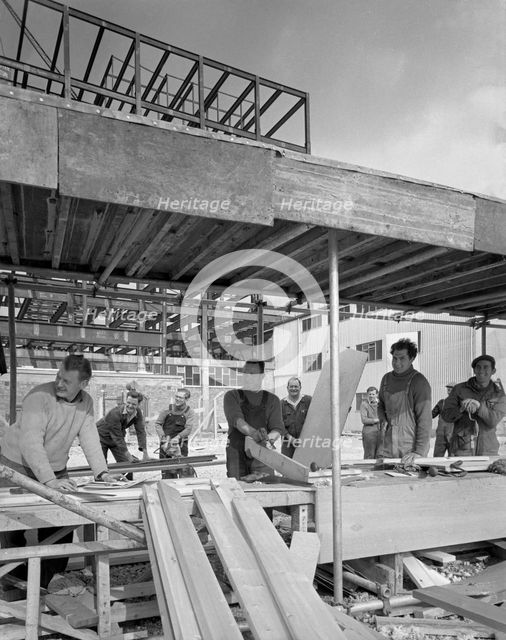 Carpenters on a building site, Gainsborough, Lincolnshire, 1960. Creator: Michael Walters.