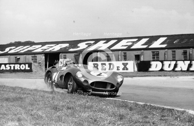 Carroll Shelby driving Aston Martin DBR1, TT race, Goodwood, Sussex, 1959. Artist: Maxwell Boyd