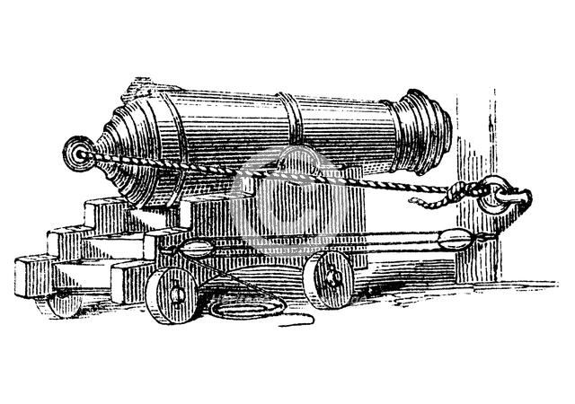 Carronade, short piece of naval ordnance with large calibre chamber, like a mortar, c1884. Artist: Unknown